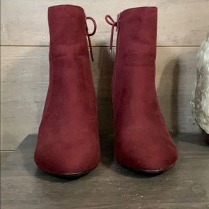 Maroon booties with lace up back